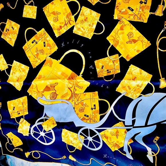 Hermes Accessories - Beautiful Silk Hermes Scarf with Handbags and a Princess Carriage